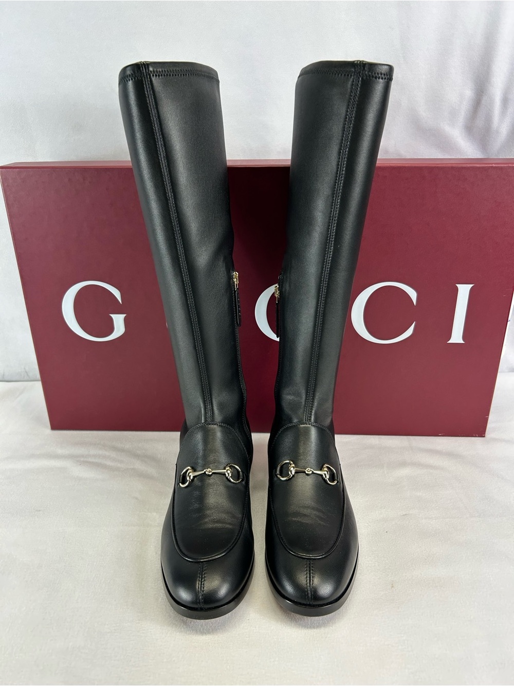 Gucci Jordaan Leather Horsebit boots